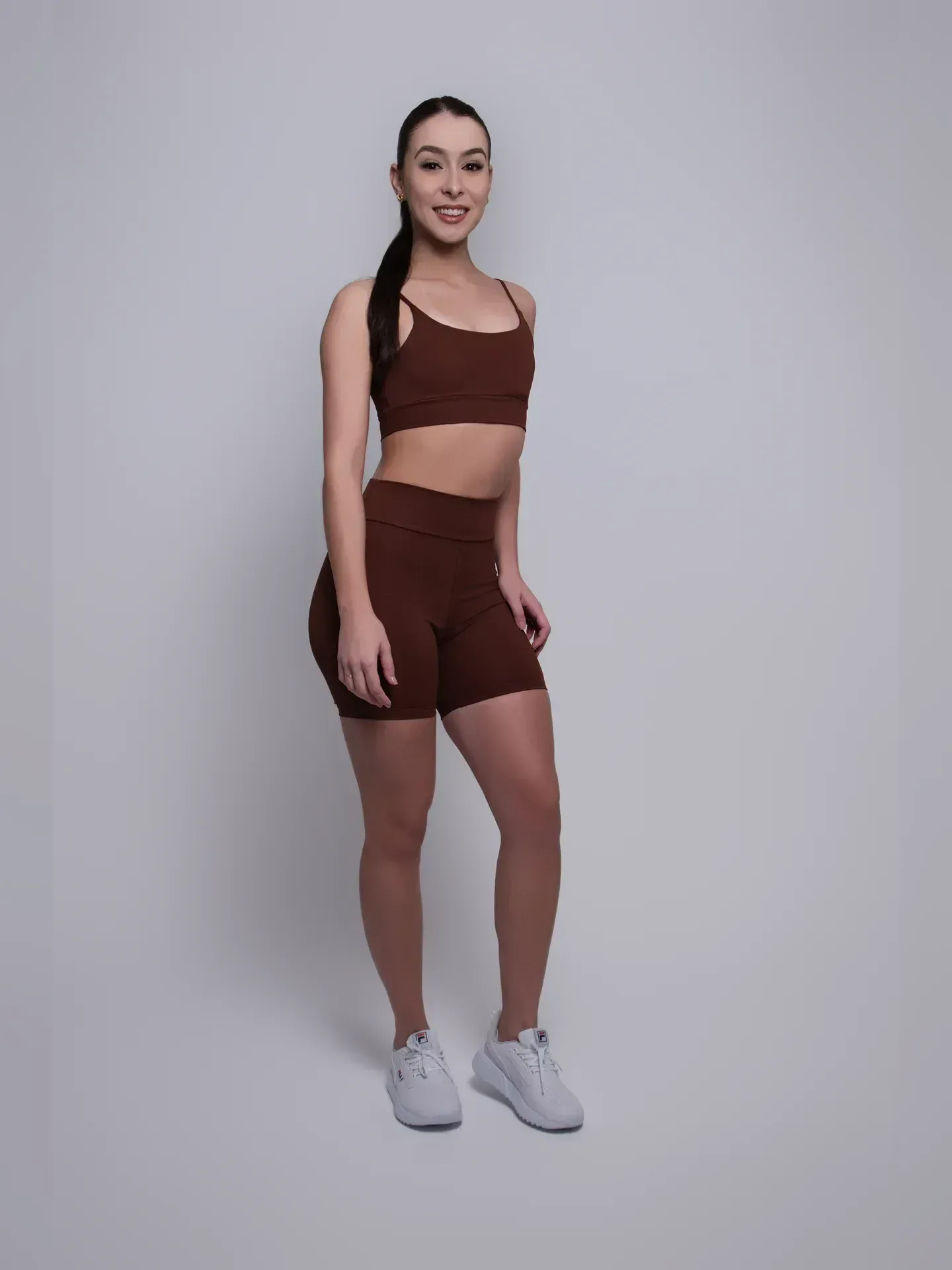 Conjunto Sculpt Shorts NEVUÉR · Marrom Chocolate · 1